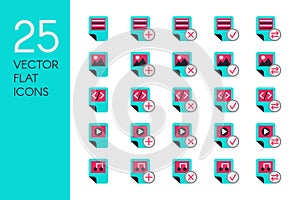 Documents and files flat vector icons set