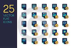 Documents and files flat vector icons set