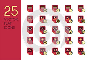 Documents and files flat vector icons set