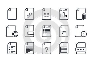 Documents and files line icons.