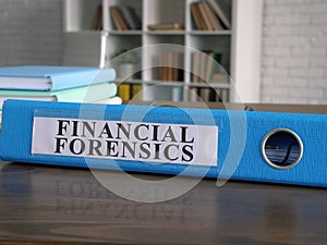 Documents about financial forensics in the folder. photo