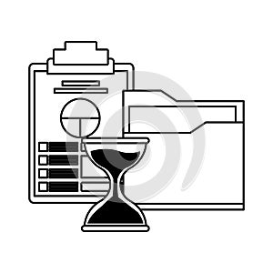 Documents folder files icon cartoon in black and white