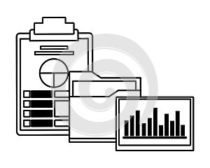 Documents folder files icon cartoon in black and white
