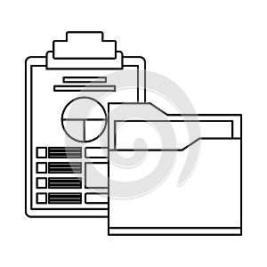 Documents folder files icon cartoon in black and white