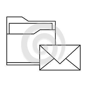 Documents folder files icon cartoon in black and white