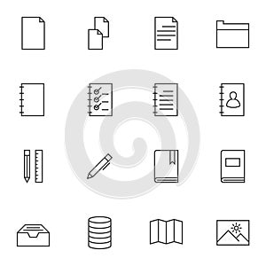 Documents icon sets, Line icons.