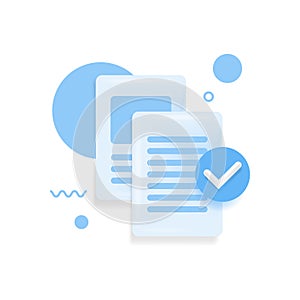 Documents icon. Stack of paper sheets. Confirmed or approved document. Business icon. 3d vector illustration