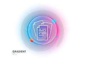 Documents line icon. Doc file page sign. Gradient blur button. Vector