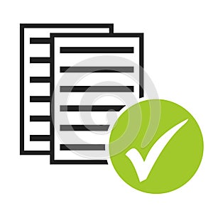 Documents, paper or data with green tick