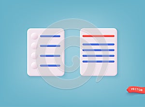 Documents papers icons. 3D Web Vector Illustrations