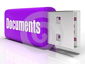 Documents Pen drive Shows Digital Information