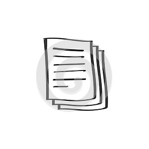 Documents pile vector icon, doodle line art or hand drawn design of paper sheet pages with text, idea of docs symbol