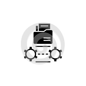 Documents processing black icon concept. Documents processing flat vector symbol, sign, illustration.