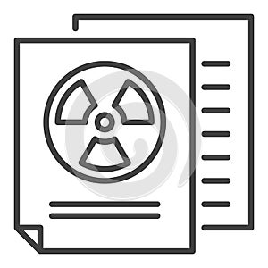 Documents with Radiation sign vector linear icon or symbol