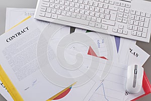 Documents on tabletop.