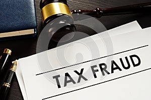 Documents about tax fraud in the court.