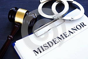 Documents with title misdemeanor and gavel.