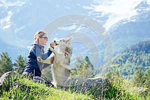 Dod with woman living in mountains area