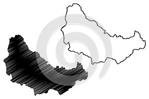 Doda district Jammu and Kashmir union territory, Republic of India map vector illustration, scribble sketch Doda map photo