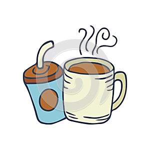 Doddle Coffee and tea vector Illustration.
