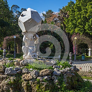 Dodecahedral marble clock in Villa Giulia park, Palermo