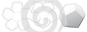 Dodecahedron box die cut template