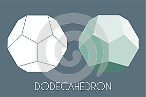 Dodecahedron Platonic solid. Sacred geometry vector illustration