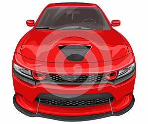 Dodge Car Vector Illustration Red Front
