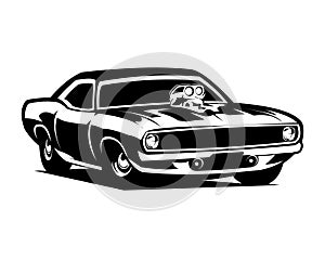 dodge challenger 70\'s isolated foreground white background.