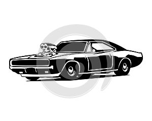 dodge charger car silhouette isolated white background showing from side.