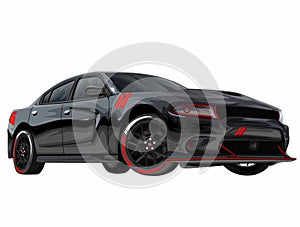 Dodge Charger Vector Illustration Black