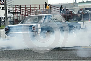 Drag car burnout