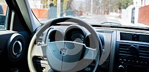 Dodge Nitro dashboard, missing logo on the steering wheel .