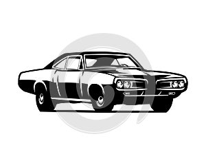 1969 dodge super bee car isolated on white background view from side. photo