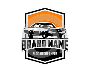 1969 dodge super bee car. vintage car logo silhouette. isolated white background view from side. photo