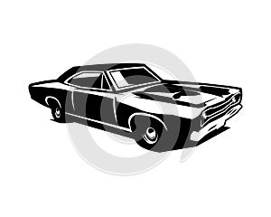 dodge super bee 1969. vector illustration silhouette. isolated white background view from side. photo