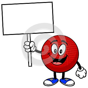 Dodgeball Mascot with Sign photo