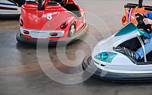 Dodgem Cars on a Fun Fair Amusement Ride.