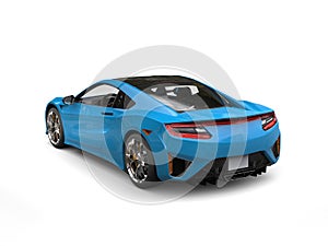 Dodger blue modern luxury sports car - back view