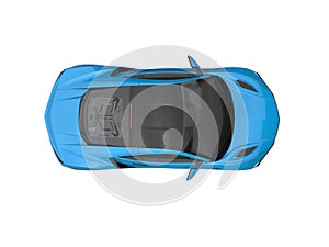Dodger blue modern luxury sports car - top down view