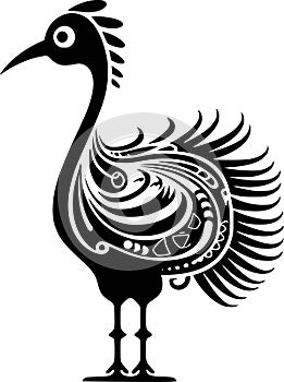 Dodo - black and white vector illustration