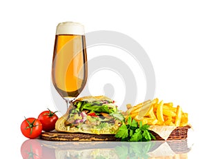 Doener Kebab Sandwich with Glass Beer