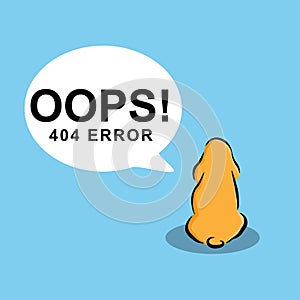 A dog  with 404 error page not found template