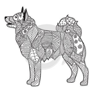 Dog adult antistress or children coloring page.