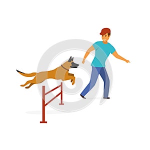 Dog agility training exercise isolated vector