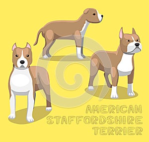 Dog American Staffordshire Terrier Cartoon Vector Illustration