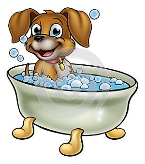Dog in the Bath Cartoon