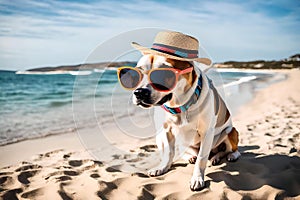 DOG ON BEACH GENERATED BY AI TOOL