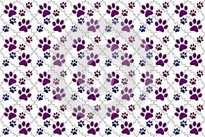 Dog or bear footprints seamless wallpaper for fabric and printed products print on white background, cute animal footprints