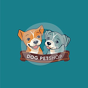 Dog best friend vector logo. Vector illustration of dog and puppy.